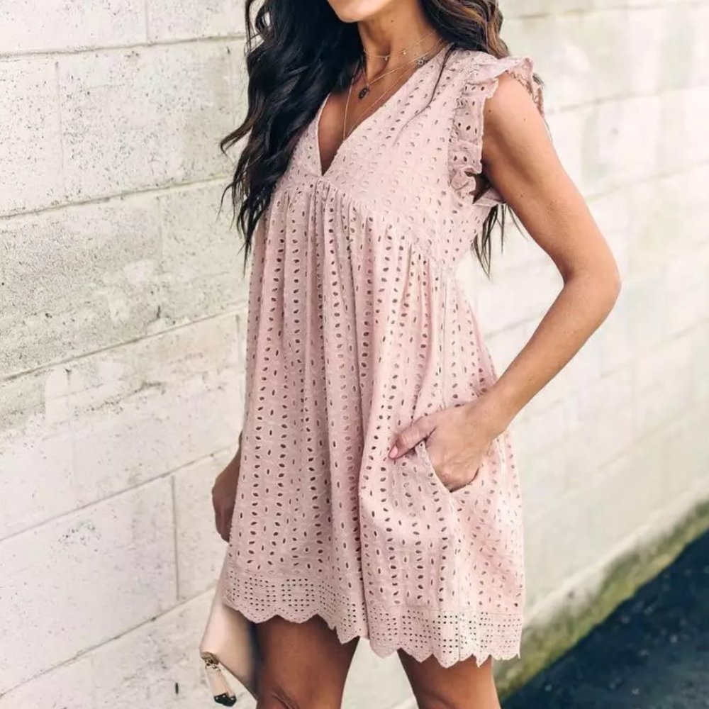 You Found My Heart Light Pink Lace Romper